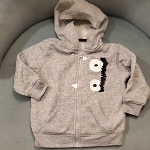 okie dokie 18 Mths Grey Monster Face Zip Hoodie for Kids